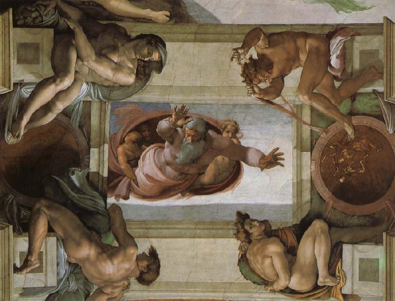 Michelangelo Buonarroti God separates the waters and the country and blesses its work, oil painting picture